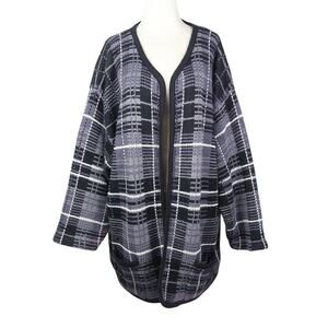 Vintage 90s Kobe Grey and Black Plaid Cardigan Sweater 3X